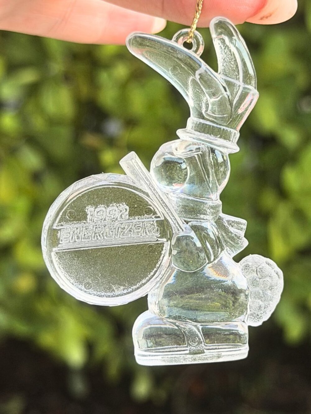 Vintage 1992 Energizer Bunny Drummer Clear Christmas Ornament Limited Edition